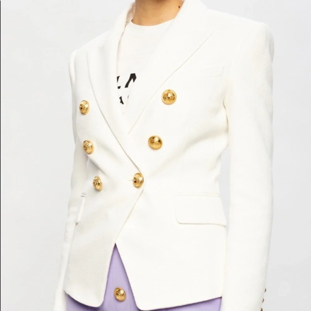 NEW BALMAIN DOUBLE-BREASTED BLAZER SIZE FR 36 US 04 COLOR BLANC GOLD BUTTONS - Picture 1 of 16